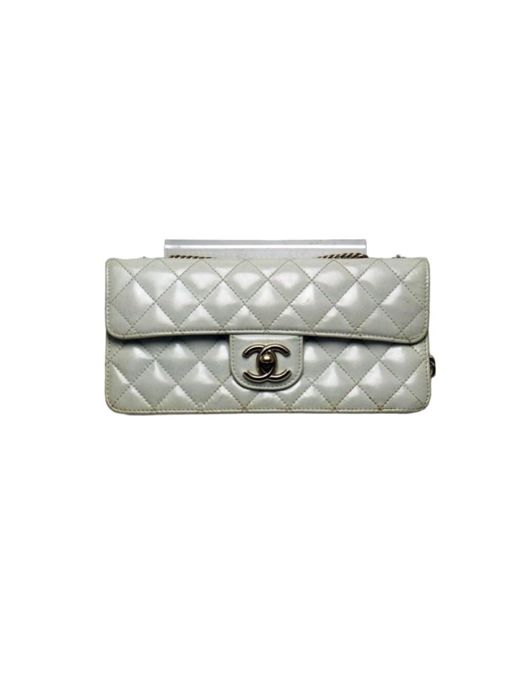Chanel 12 Quilted GD Enamel Leather Shoulder Bag